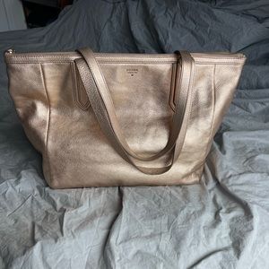 Fossil Rose Gold metallic leather bag